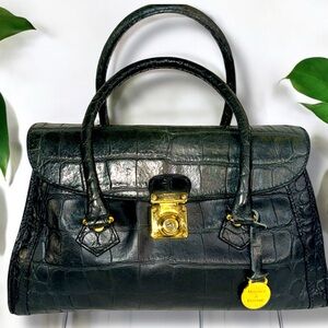Dooney & Bourke Italian Leather Croc Embossed Rare Satchel - Made in Italy